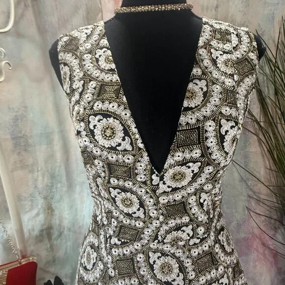 NEW📌Alice+Olivia Stunning Metallic Accented Jacquard Fabric Mini Cocktail Dress - Picture 3 of 15